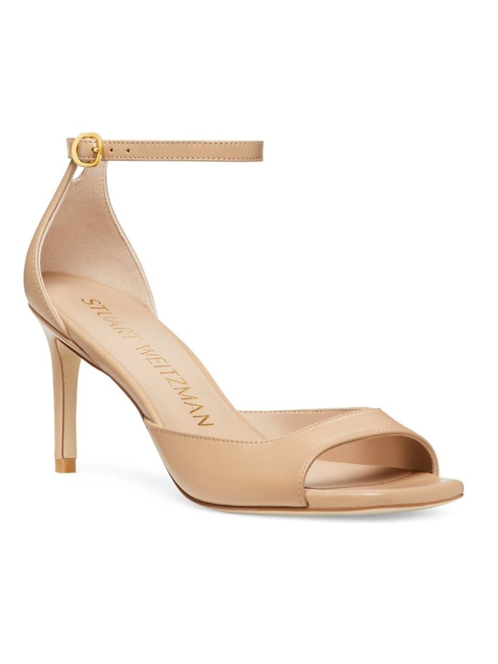 $550 STUART WEITZMAN NUDISTIA SQUARE TOE HEEL LEATHER ADOBE 12 (DD21)
